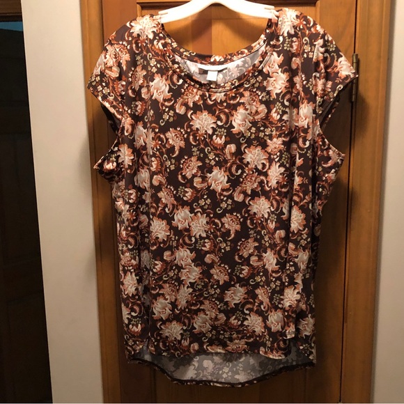 Brown Floral Top Bouse Emaline Woman 2X - Picture 1 of 6